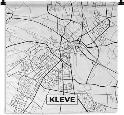 Wandkleed - Wanddoek - Stadskaart - Kaart - Kleve - Plattegrond - 180x180 cm - Wandtapijt