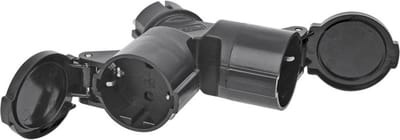 ProPlus Schuko stekker - duo splitter - 230V - zwart - IP44