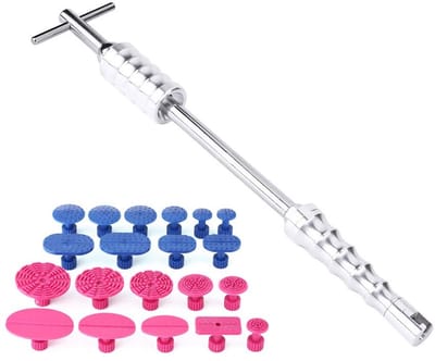 Dailygoods- Deukentrekker Set - T-bar Slagtrekker - 20 Stuks Trek Tabs - Aluminium/Plastic - Voor Auto/Motor/Truck - Snelle Reparatie - Deukhersteller