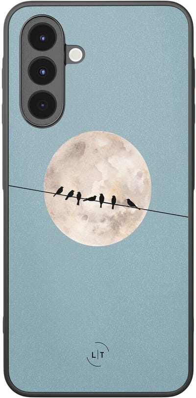 Leuke Telefoonhoesjes - Hoesje geschikt voor Samsung Galaxy A16 - Moon birds - Backcover zwart - Print / Illustratie - Blauw