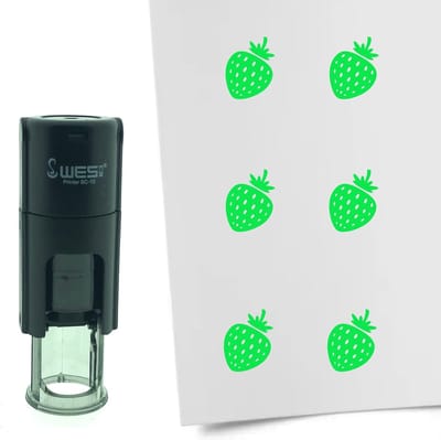 CombiCraft Stempel Aardbei 10mm rond - Groene inkt