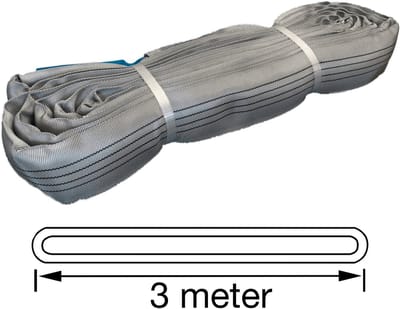 TETRA Tools - RS-4T3M - Polyester rondstrop - Werklast 4 ton - Lengte 3M - Ronde Hijsband - Grijs