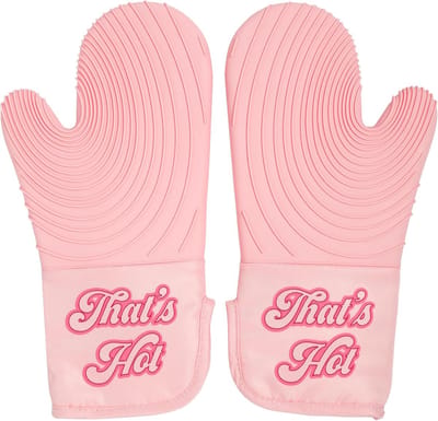 Hittebestendige Roze Ovenwantenset met Antislip Handgrepen - 2-delige Set