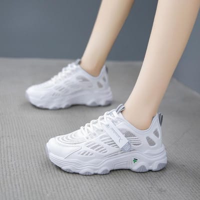 Zomer Nieuwe Rups Papa Schoenen Ins Trendy Ademend Mesh Student Sneakers Dames Schoenen 40 grijze kleur