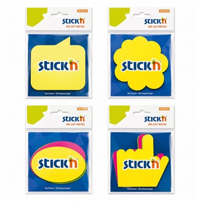 Stick'n Sticky Notes - Clearnote bundel - Geel - Magenta - Vormpjes - 120 Memoblaadjes