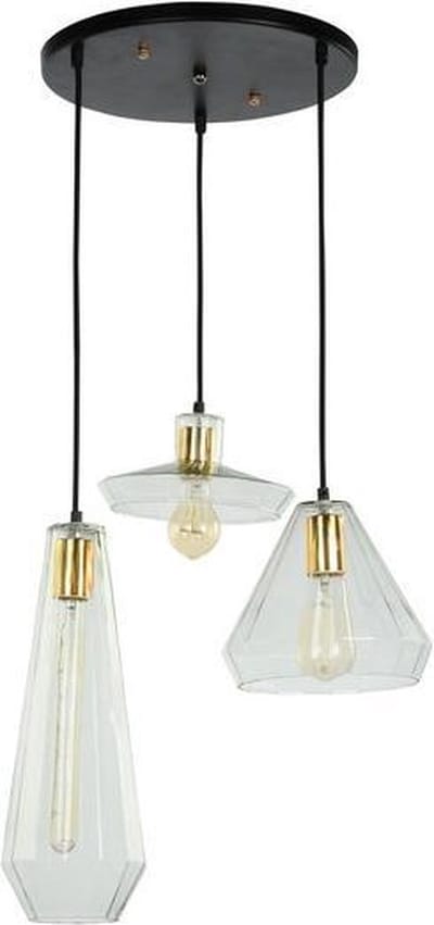 Muse Vintage Design - Hanglamp - 3 Lichts - Ø 10 cm - Glas Naturel