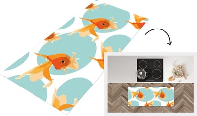 Keukenloper - Loper keuken - Goudvis - Dieren - Bubbel - Patronen - 120x50 cm - Keukenloper vinyl