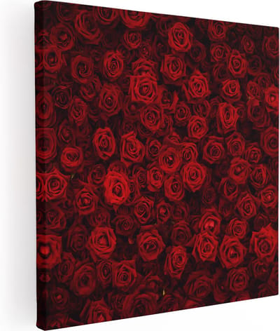 Artaza Canvas Schilderij Rode Rozen - 80x80 cm - Wanddecoratie Bloemen - Muurdecoratie Bloemen Woonkamer - Schilderijen Op Canvas