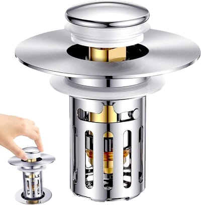 Universele RVS Afvoerplug, Pop-up Afvoerzeef voor Badkamer en Keuken, Verwijderbare Filter en Stopper voor Wastafel en Gootsteen