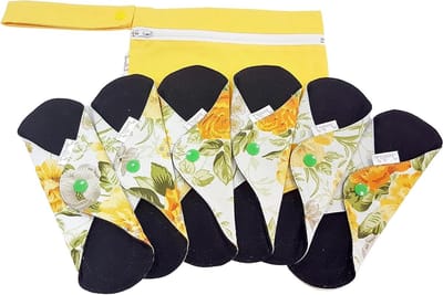 Herbruikbare Pads - Doek Maandverband - Persoonlijke Hygiëne - Waterdicht Lekvrij - 6 Stuks 30cm - Zwart