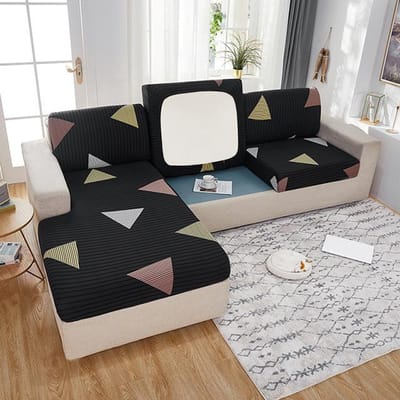 Housse de coussin d'assise élastique imprimée Housse de canapé extensible Pour salon Protecteur de meubles Housse de canapé Housse de canapé Amovible Normal Size1(S)-1pc gray