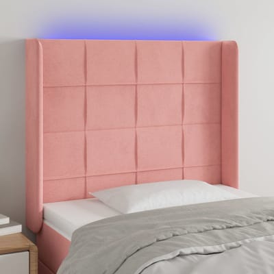 vidaXL - Hoofdbord - LED - 103x16x118/128 - cm - fluweel - roze