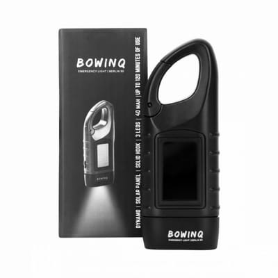 BOWINQ® - Berlin 50 - Knijpkat - Zaklamp - Dynamo - Zonnepaneel - Noodzaklamp - 50 Lumen - Zwart