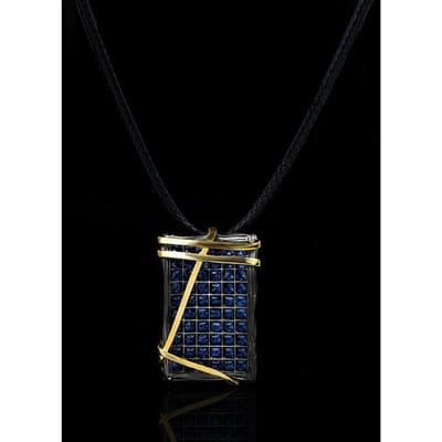 Pendentif Créatif Or Noir avec Chaîne Clavicule Zircon Bleu et Bijoux Or Noir Irréguliers black