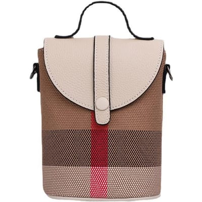 Crossbody Tas Trendy Nieuwe Mini Tas High-end en Modieuze Mobiele Telefoon Tas Ruitjes Tas beige