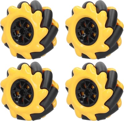 Robot Wielen Set - Omnidirectionele Wielen - Robotica Projecten - Duurzaam ABS Rubber - 60 mm Diameter - Geel Zwart