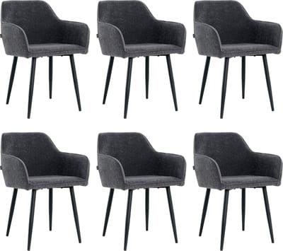 Lina® Diamond Eetkamerstoel - Antraciet - Set van 6 - Boucle