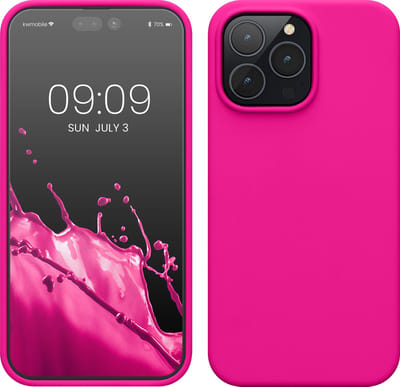 kwmobile telefoonhoesje geschikt voor Apple iPhone 14 Pro Max - Hoesje met siliconen coating - Smartphone case in neon roze