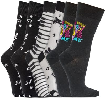 Socks4Fun - 6 Paar - Grappige sokken - Thema Muziek - Dames & Heren - Katoen - Maat 36-41