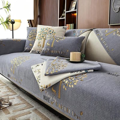 Grote Boom Klein Hert Patroon Bankkussen Chenille Vier Seizoenen Universeel Antislip Bankhoes Minimalistische Bank Handdoek Kussensloop 70x70cm 1pcs