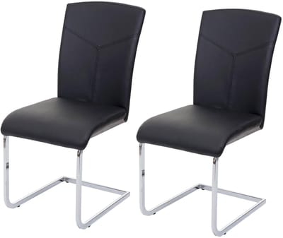 Set van 2 eetkamerstoelen MCW-F36, vrijdragende keukenstoel vergaderstoel ~ kunstleer, zwart