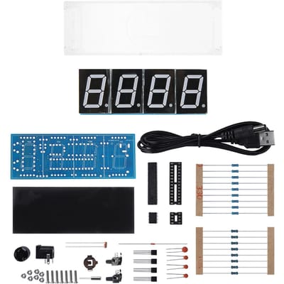4-cijferige Doe-het-zelf Digitale LED Klok Kit Automatische Weergave Tijd Temperatuur Elektronische Doe-het-zelf Kit Klok Groen