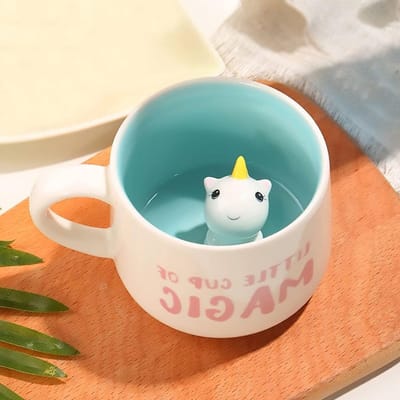 Unieke 3D keramische dierenmok 300 ml - handgemaakte eenhoorn voor koffie, thee en als cadeau voor kinderen, vrienden en familie