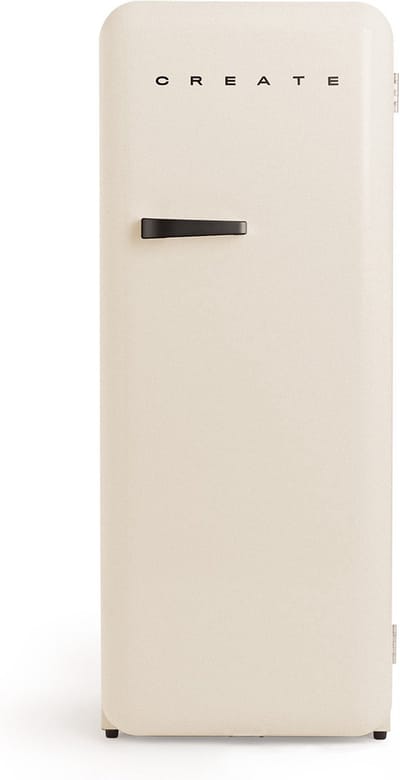 CREATE - Koelkast in retrostijl - Gebroken wit - Handvat Zwart - FRIDGE RETRO 281L