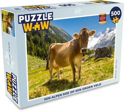Puzzel Koe - Sneeuw - Alpen - Legpuzzel - Puzzel 500 stukjes