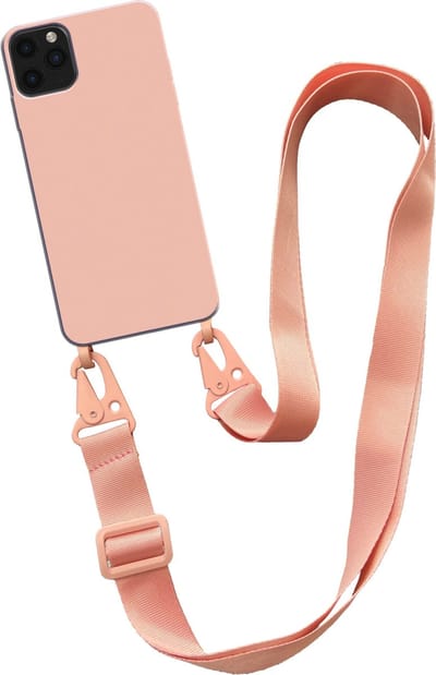 Smartphonica Hoesje met breed koord voor iPhone 11 Pro Max siliconen back cover met zachte binnenkant - Zalm geschikt voor iPhone 11 Pro Max