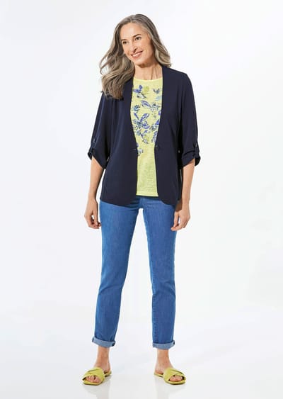 Blazer met cardiganhals - marine - Gr. 38 van Goldner Fashion