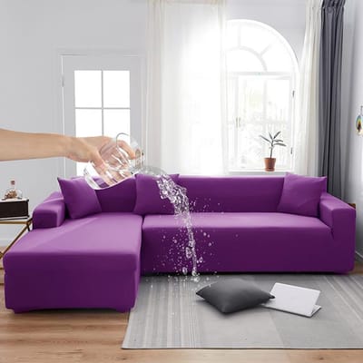 Waterdichte elastische bankhoezen voor woonkamer effen kleur bankhoes stretch bankhoes hoek L-vorm bank moet 2 stuks kopen 1 seater 90-140cm paars