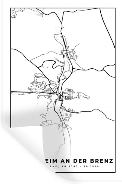 Muurstickers - Sticker Folie - Heidenheim an der Brenz - Plattegrond - Kaart - Stadskaart - 20x30 cm - Plakfolie - Muurstickers Kinderkamer - Zelfklevend Behang - Zelfklevend behangpapier - Stickerfolie