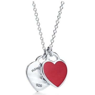 Tiff 925 Sterling Zilver Dames Ketting Dubbele Liefde Hanger Origineel Ontwerp Met Officieel Logo Kerstcadeau 45cm