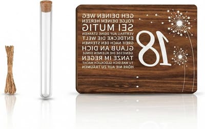Creatief Geldgeschenk voor 18e Verjaardag, Houten Verjaardagskaart met Envelop en Reageerbuis, Uniek Cadeau voor Jongeren en Herinnering aan Volwassenheid