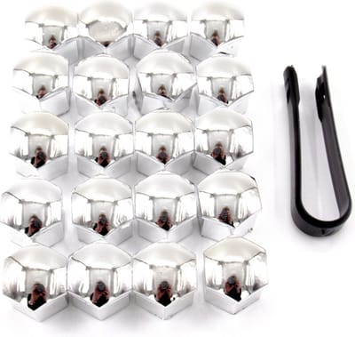 Wielmoerkapjes 21mm - 20 stuks - Chroom - Moer Cover Auto