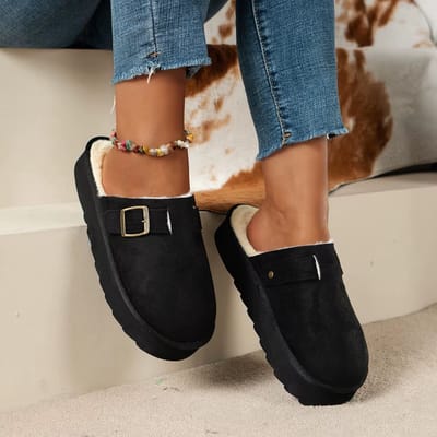 Warme Dames Winter Pantoffels Maat 36 met Pluche Voering – Comfortabele en Geluiddempende Instap Huisschoenen voor Binnengebruik