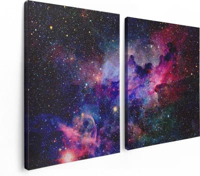Artaza Canvas Schilderij Tweeluik Sterrenstelsel in de Ruimte  - 120x80 - Foto Op Canvas - Canvas Print