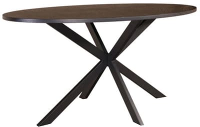 Eettafel ovaal visgraat 160cm Obie zwart ovale tafel MDF eetkamertafel