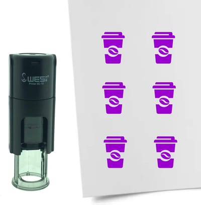 CombiCraft Stempel Coffee-to-go of Koffiebeker 10mm rond - paarse inkt