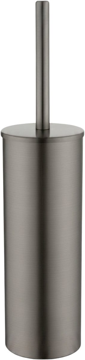 Toiletborstel Met Houder - Vrijstaand - Gun metal - WC Borstel Met Houder - Uitneembare emmer - RVS