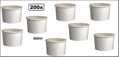 200x IJsbeker Big karton wit 360ml - IJs beker vruchten slagroom ijsbak schepijs softijs ijsje zomer