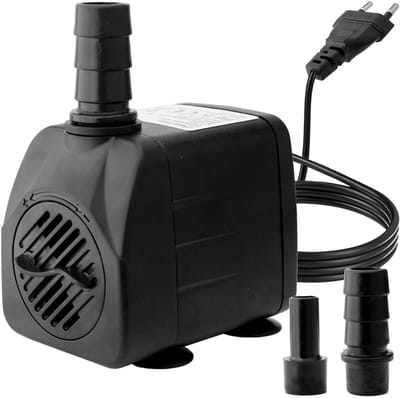 Ynkkvre – 10W Mini Dompelpomp – 600 L/U Uiterst Stille Fonteinpomp – 1,2 m Opvoerhoogte met 1,4 m Stroomkabel en 2 Sproeikoppen – Geschikt voor Aquaria, Vistanks, Vijvers, Beelden en Hydrocultuur