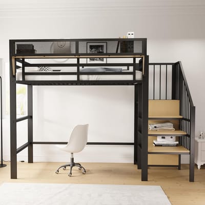 Hoogslaper met Veiligheidsladder en Flexibel Opbergvak - Perfect voor Kleine Ruimtes