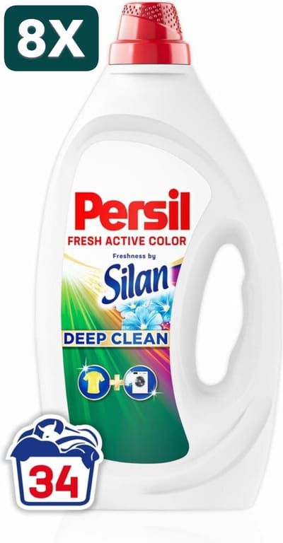 8 x Persil Wasmiddel Gel 34 Wasbeurten Color Freshness by Silan 1,53 liter