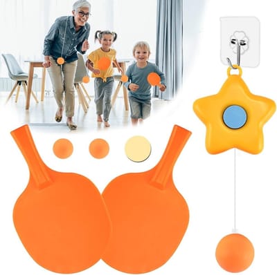Table Tennis Trainer Set voor Binnengebruik, Stervormige Pingpong Trainer met 2 Bats, Ideaal voor Verbeteren van Slagtechniek en Reactietijd