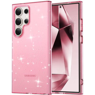 Glitter Transparante Acryl Schokbestendige Telefoonhoesje Voor Samsung S25 S24 Ultra S23 S22 Plus A55 A35 A15 A54 A34 A14 A53 Harde Cover For S23 pink