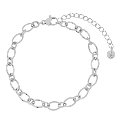 Essentialistics - Armband basic rondjes en ovaaltjes - Volwassenen - Zilverkleur - Stainless steel (verkleurt niet) - Verlengkettinkje