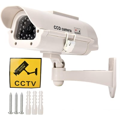 Fausse caméra factice à énergie solaire Surveillance domestique Simulation Moniteur étanche avec lumière LED