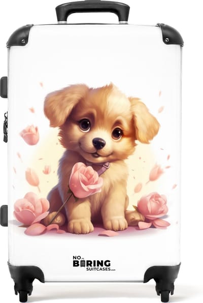 NoBoringSuitcases.com - Grote koffer XL - Kinderkoffer hond meisjes - Reiskoffer met 4 wielen - Trolley op wieltjes 72 liter - Rolkoffer groot kinderen - Ruimbagage valies 20kg - Reisbagage middelmaat - Hardcase large TSA slot - Suitcase middelgroot